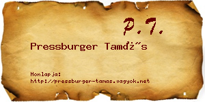 Pressburger Tamás névjegykártya
